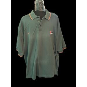 Miami Hurricanes Nike‎ Dri-Fit Men's Polo Shirt Men's XL Green Canes Football